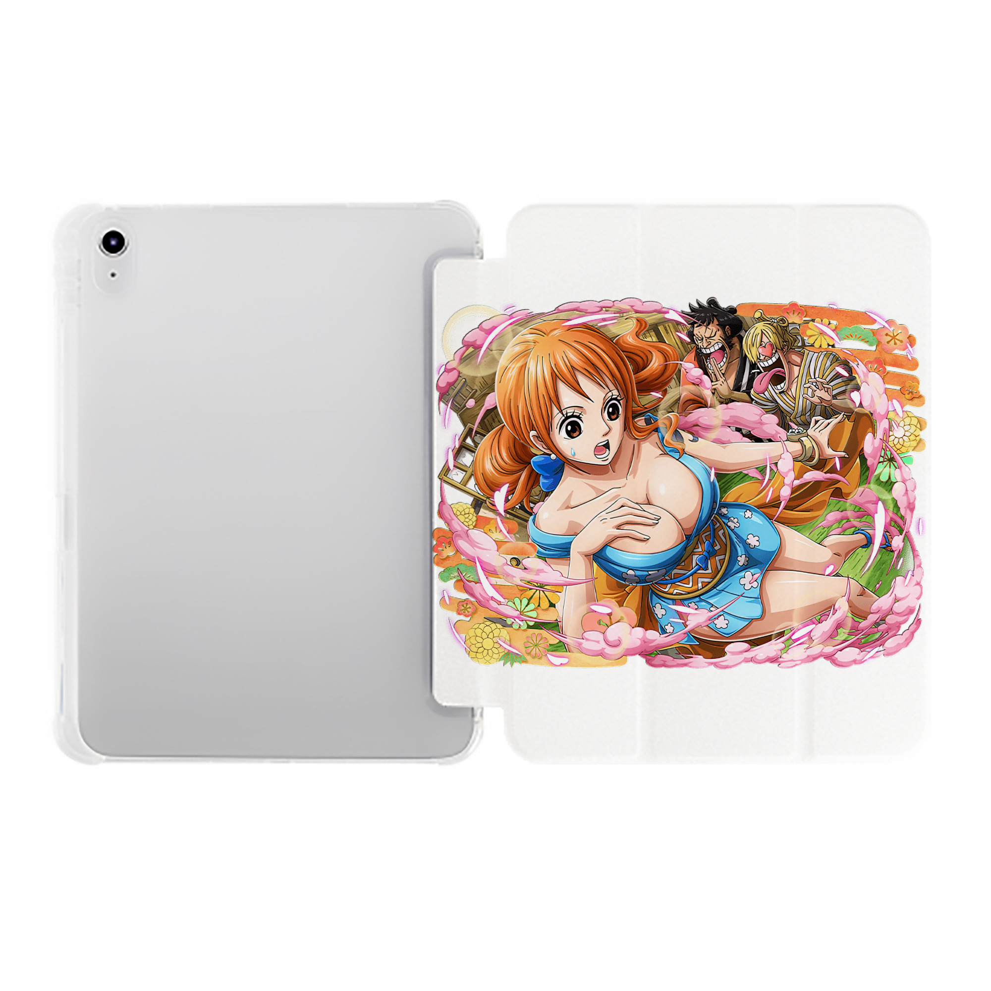 （画像用） ワンピース ナミ ONE PIECE Nami IPad ケース ペン収納付き 三つ折りスタンド PUレザー×シリコン 対応機種9.5/10.5/10.9インチ